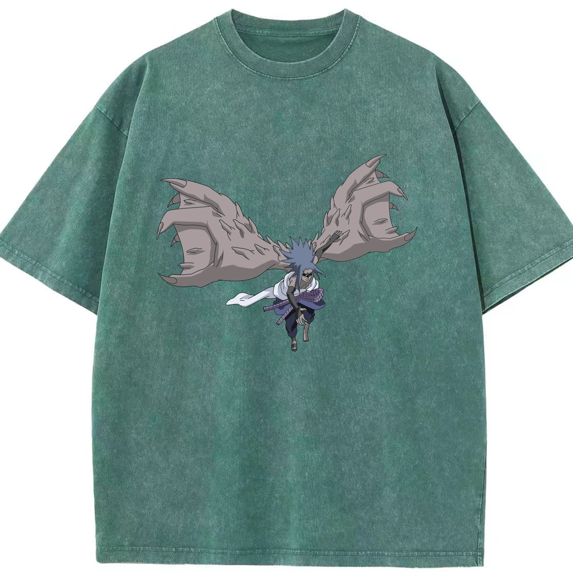 （画像用） NARUTO -ナルト- うちは サスケ Uchiha Sasuke 綿100% ヴィンテージ風 半袖Tシャツ（フロントプリント）